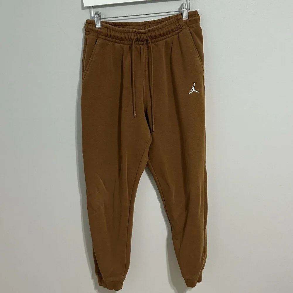 Nike Jordan Brown Casual Fleece Sweatpants Relaxed Fit Joggers Men’s Size Medium